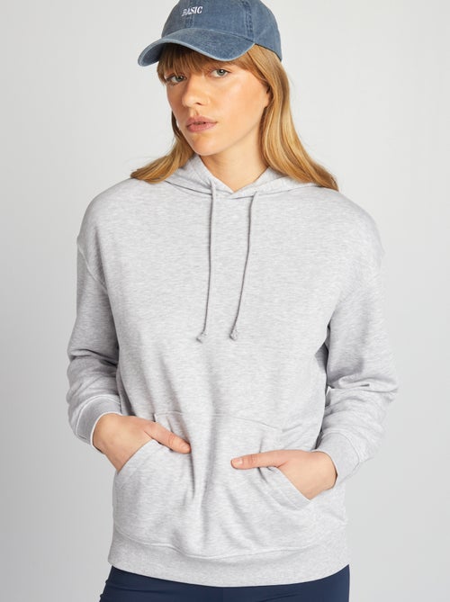 Sweatshirt com capuz em moletão liso - Kiabi