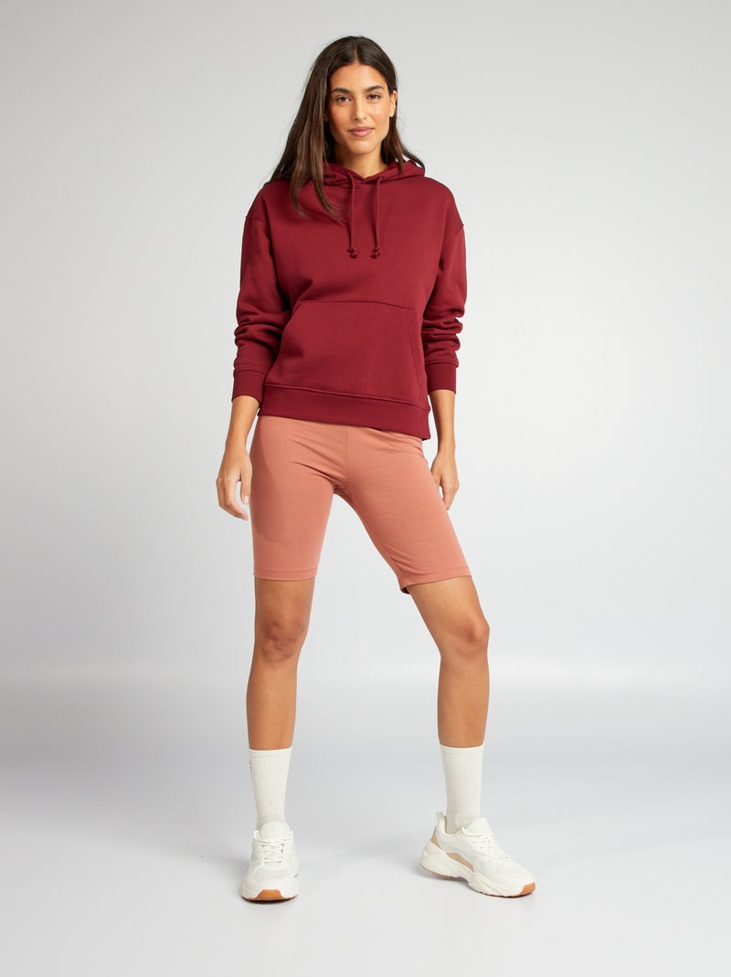 Sweatshirt com capuz em moletão liso VERMELHO - Kiabi