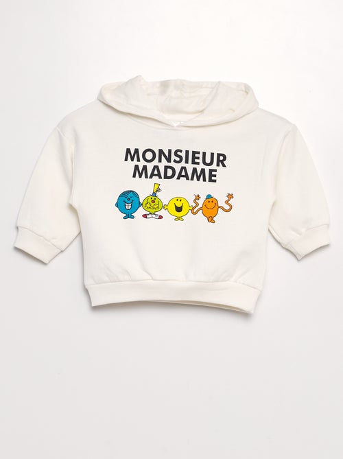 Sweatshirt com capuz em moletão 'Monsieur Madame' - Kiabi