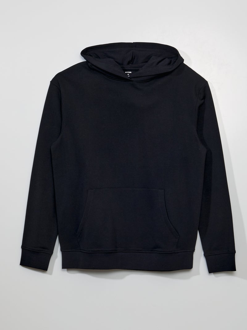 Sweatshirt com capuz em moletão Preto - Kiabi