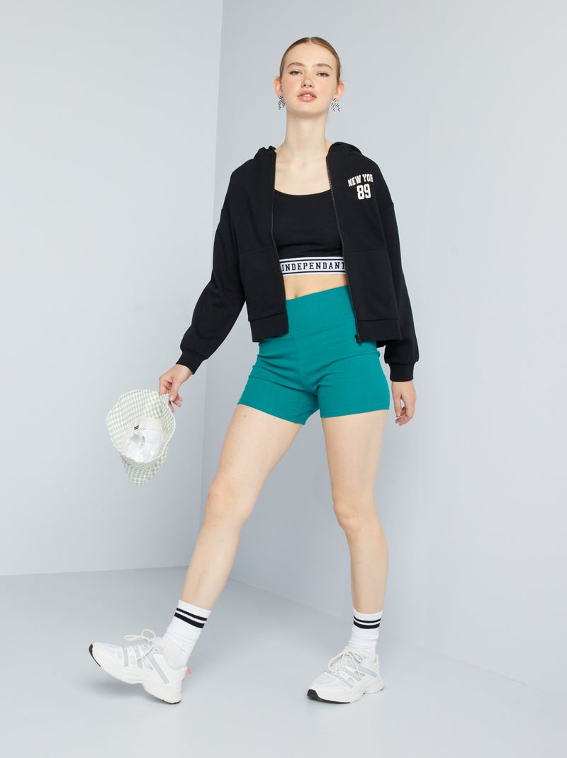 Sweatshirt com capuz em moletão PRETO - Kiabi