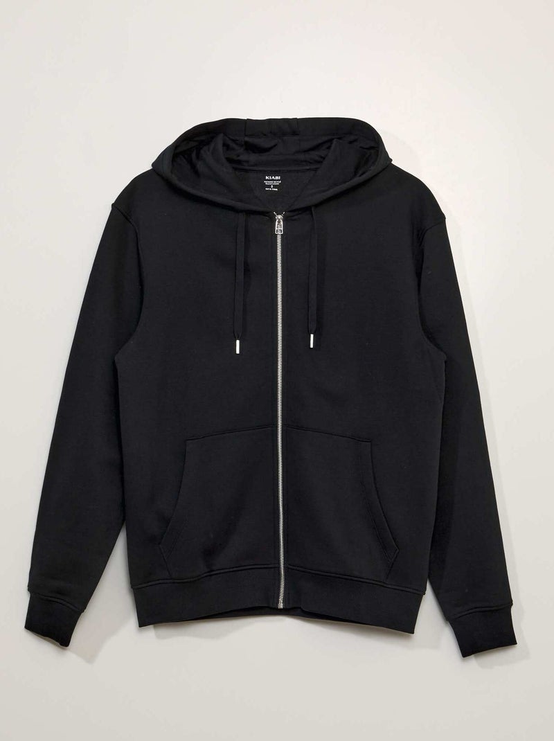 Sweatshirt com capuz em moletão PRETO - Kiabi