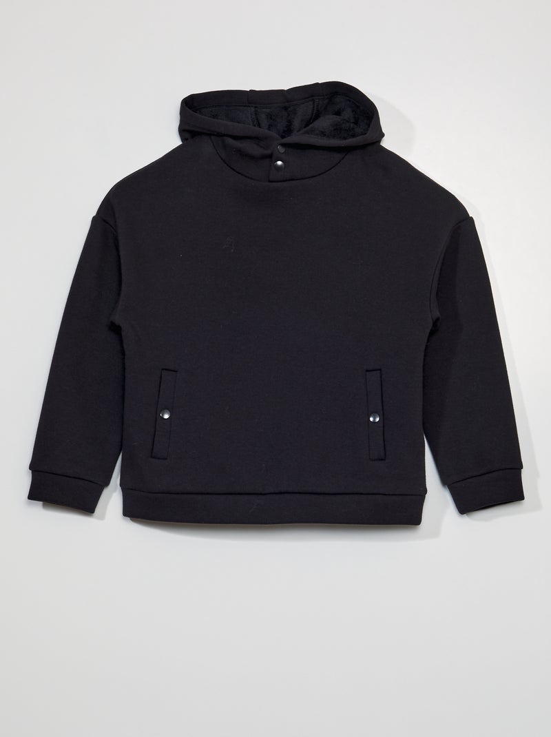 Sweatshirt com capuz em moletão Preto - Kiabi
