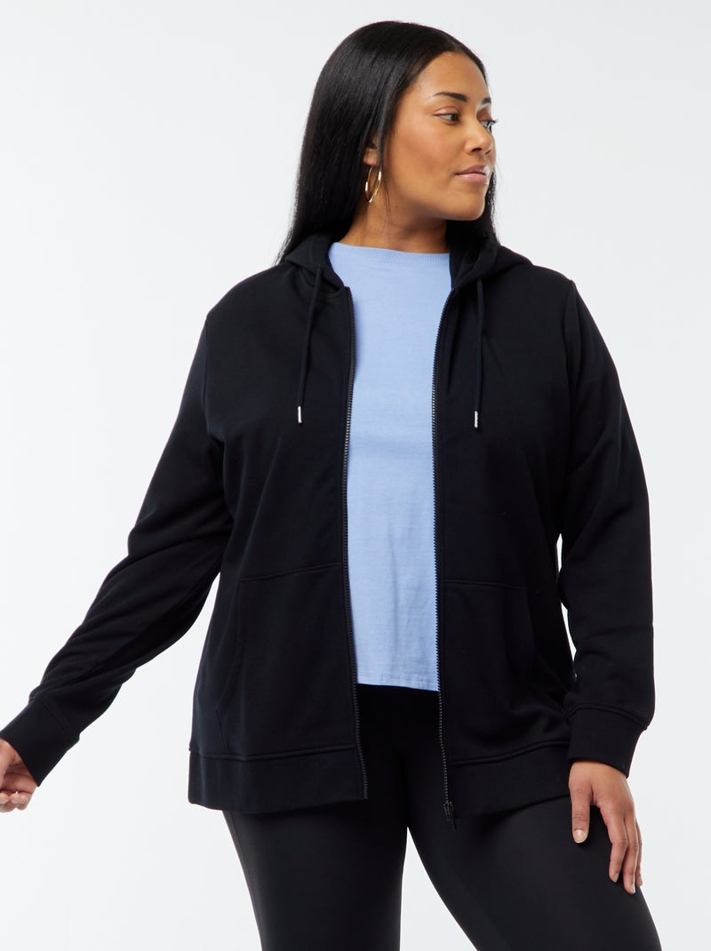 Sweatshirt com capuz em moletão Preto - Kiabi