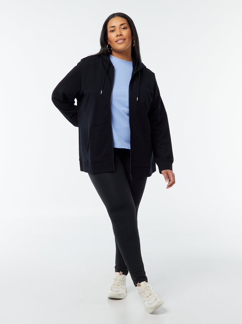 Sweatshirt com capuz em moletão Preto - Kiabi