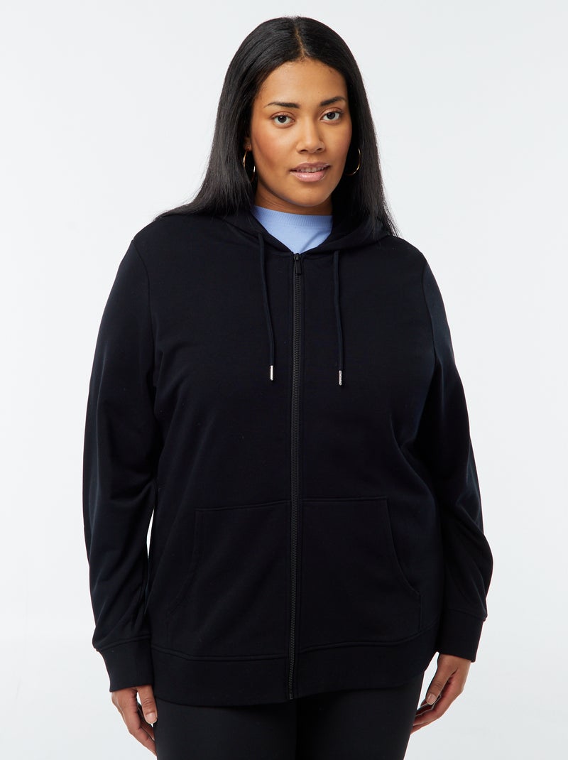 Sweatshirt com capuz em moletão Preto - Kiabi