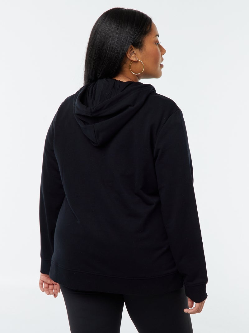 Sweatshirt com capuz em moletão Preto - Kiabi
