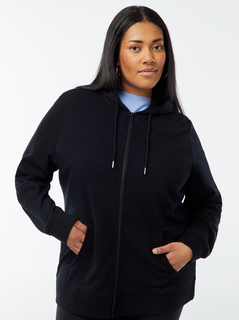 Sweatshirt com capuz em moletão Preto - Kiabi