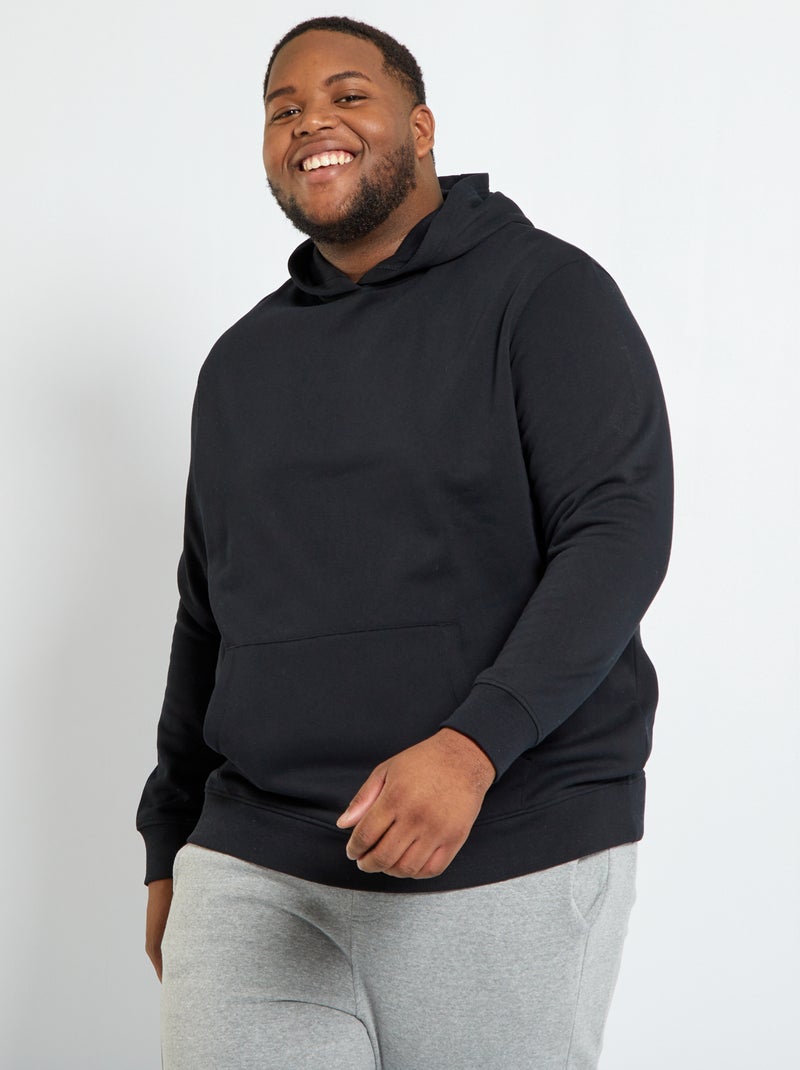 Sweatshirt com capuz em moletão Preto - Kiabi