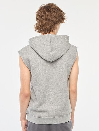 Sweatshirt com capuz em moletão quente sem mangas