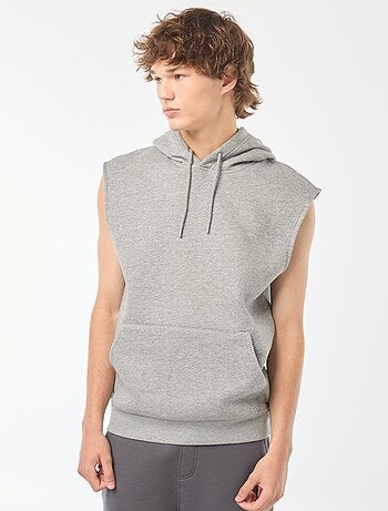Sweatshirt com capuz em moletão quente sem mangas