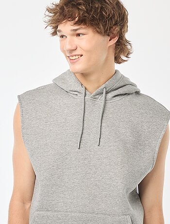 Sweatshirt com capuz em moletão quente sem mangas