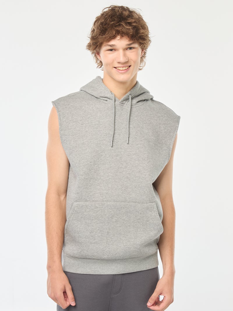Sweatshirt com capuz em moletão quente sem mangas Cinza - Kiabi