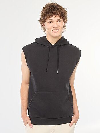Sweatshirt com capuz em moletão quente sem mangas