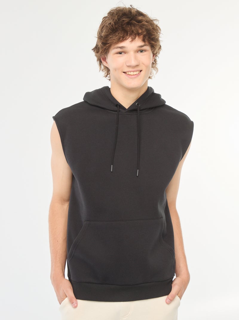 Sweatshirt com capuz em moletão quente sem mangas Preto - Kiabi