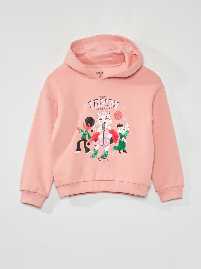 Sweatshirt com capuz em moletão ROSA - Kiabi
