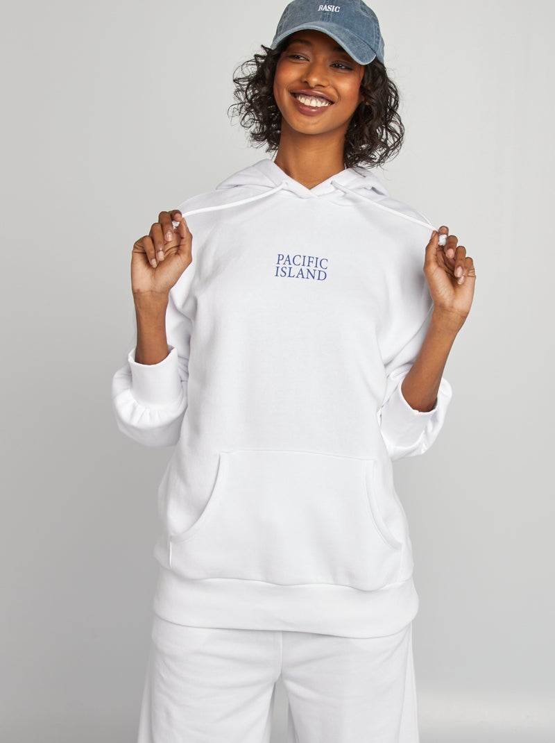 Sweatshirt com capuz em moletão 'USA' BRANCO - Kiabi