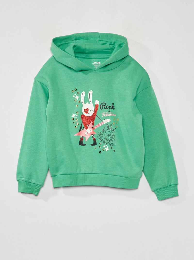 Sweatshirt com capuz em moletão VERDE - Kiabi