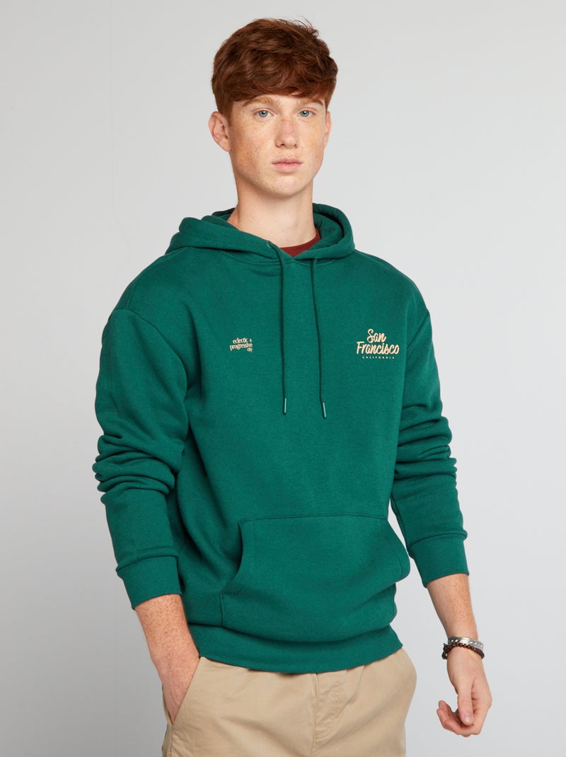Sweatshirt com capuz em moletão VERDE - Kiabi