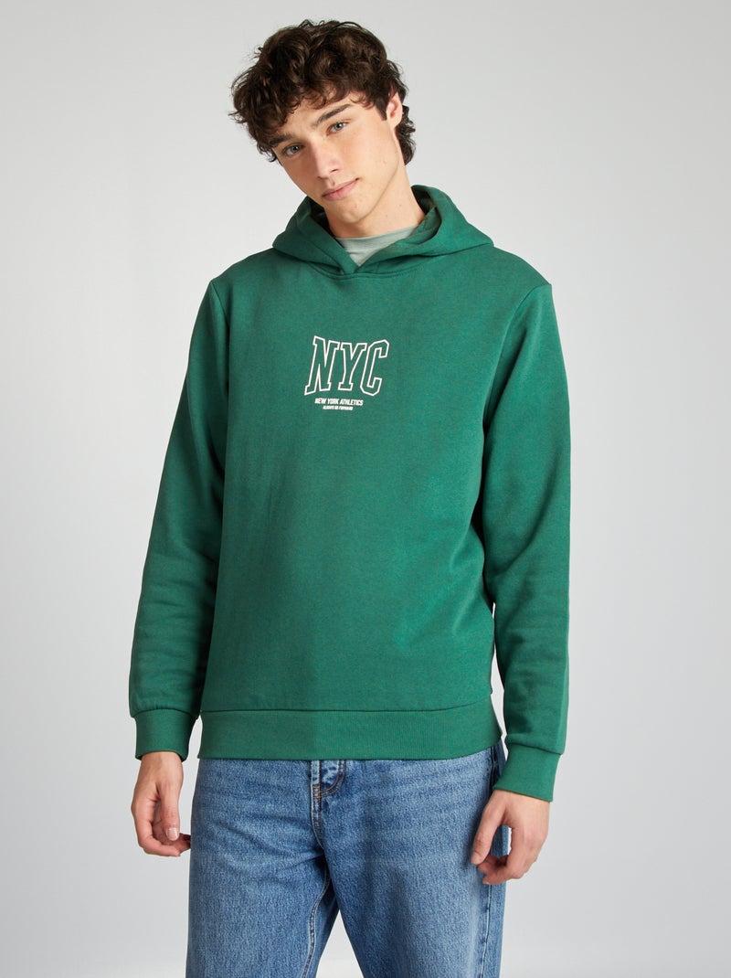 Sweatshirt com capuz em moletão VERDE - Kiabi