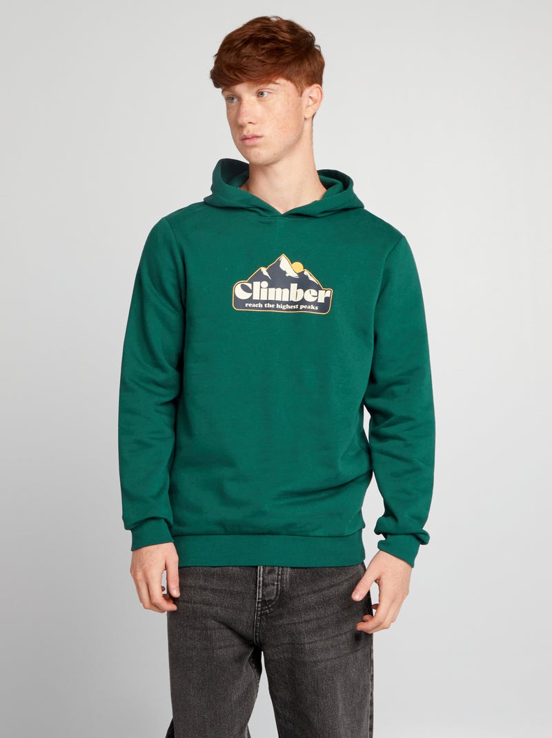 Sweatshirt com capuz em moletão VERDE - Kiabi