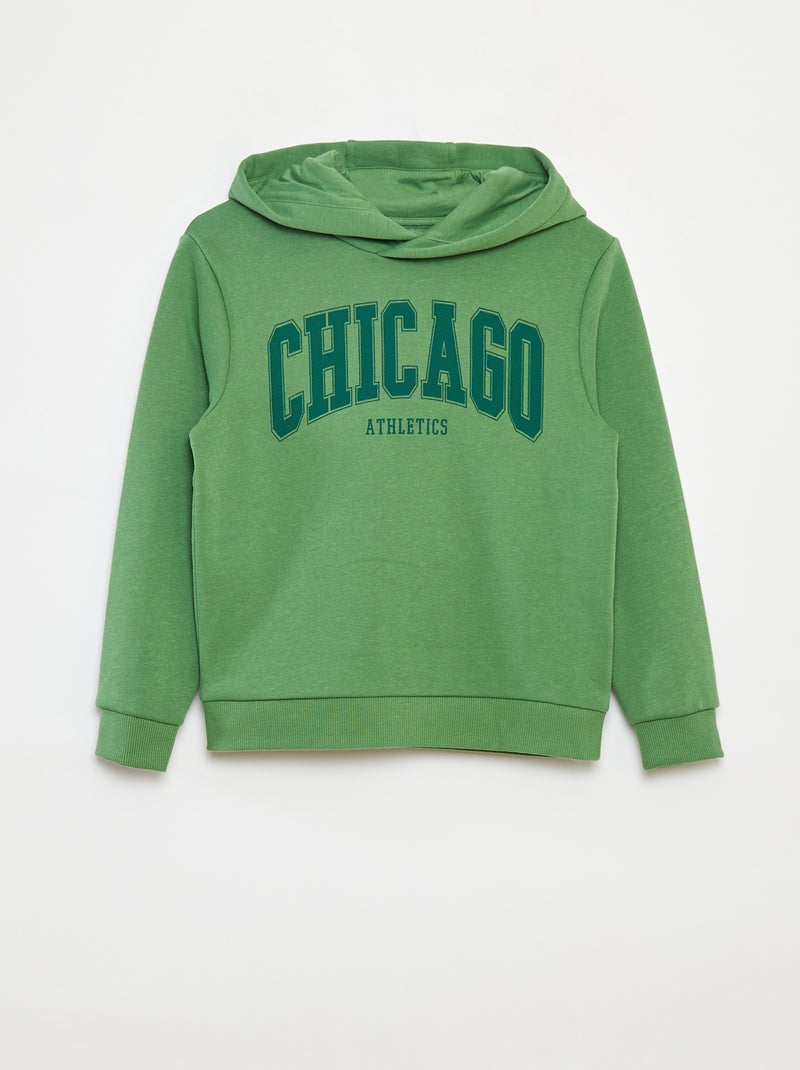Sweatshirt com capuz em moletão Verde - Kiabi