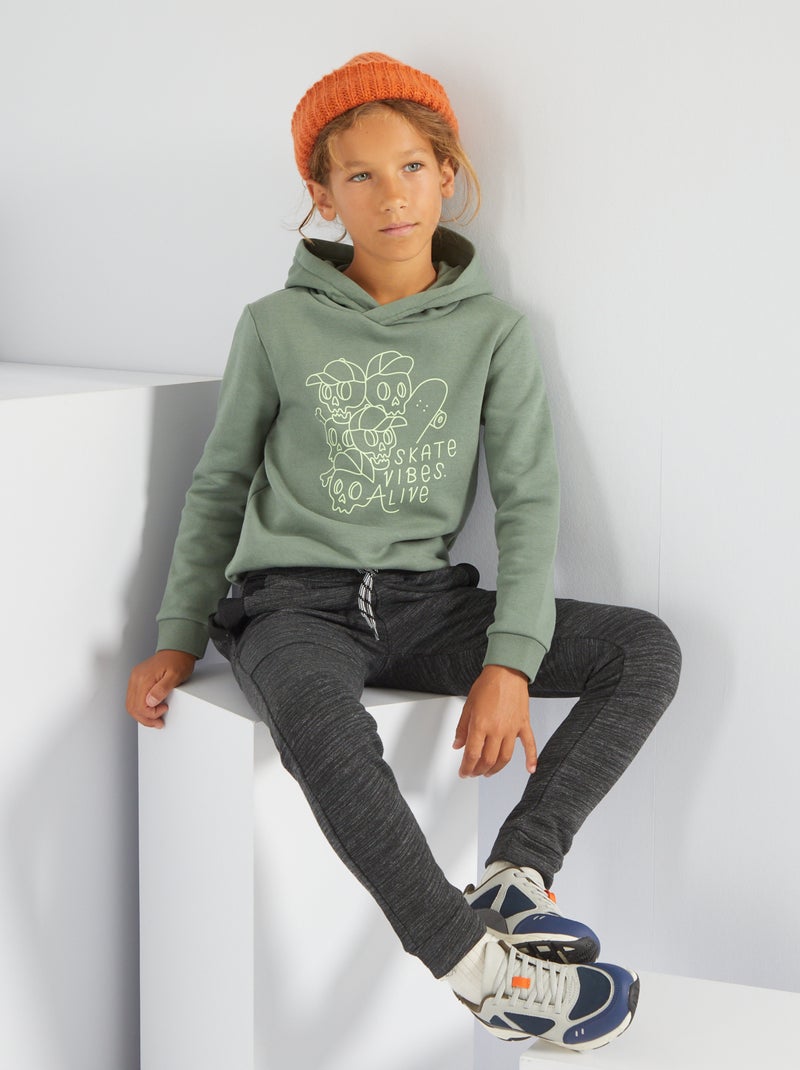 Sweatshirt com capuz em moletão VERDE - Kiabi
