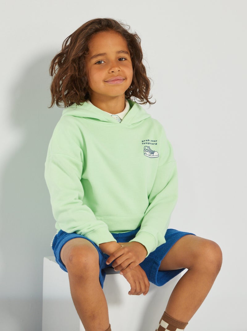 Sweatshirt com capuz em moletão VERDE - Kiabi