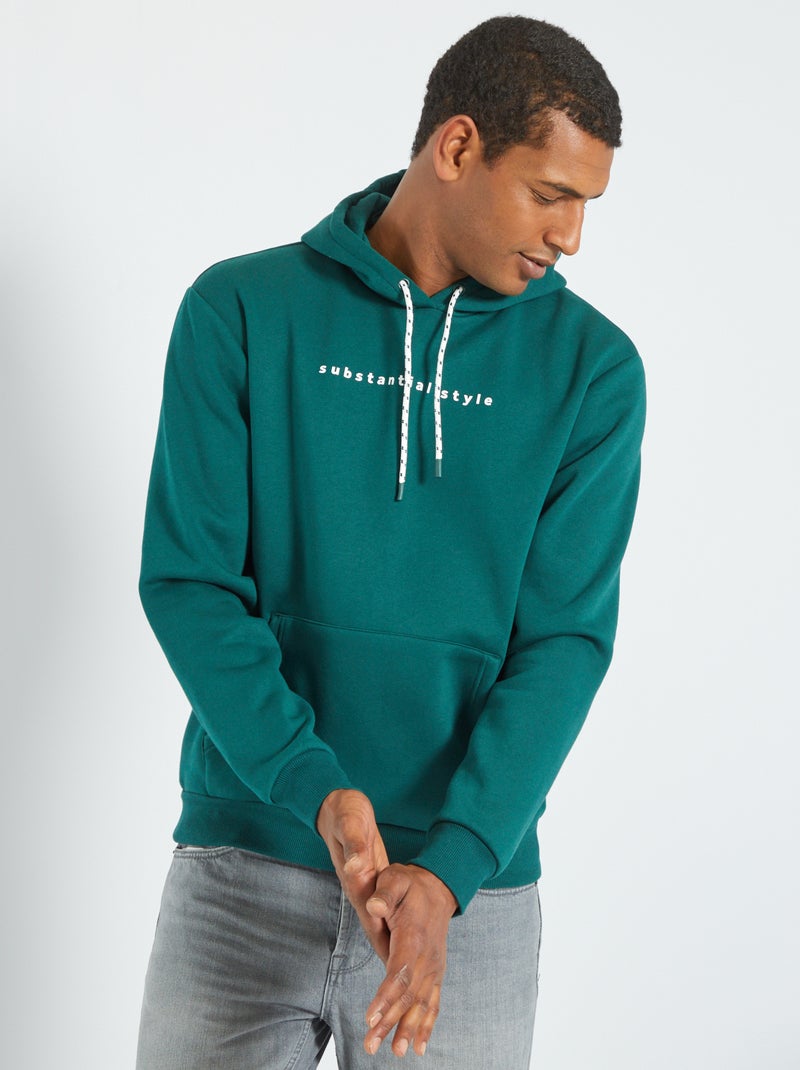 Sweatshirt com capuz em moletão VERDE - Kiabi