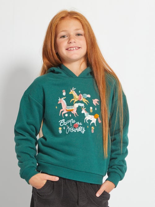 Sweatshirt com capuz em moletão - Kiabi