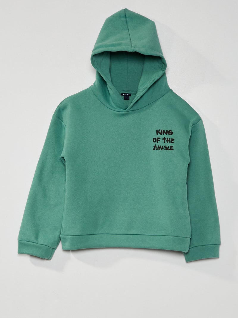 Sweatshirt com capuz em moletão VERDE - Kiabi