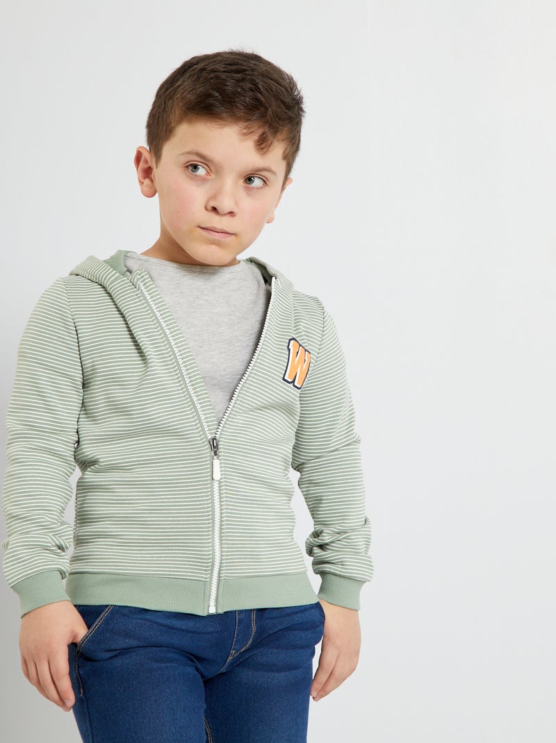 Sweatshirt com capuz em moletão VERDE - Kiabi