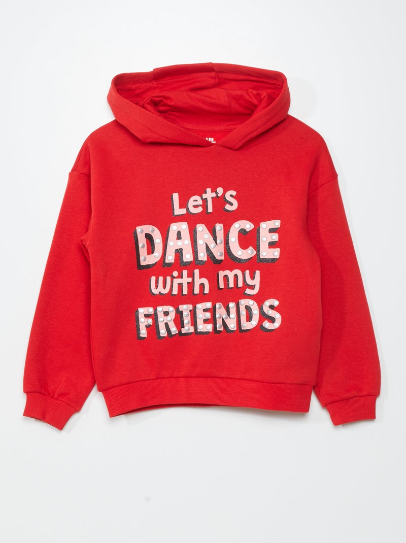 Sweatshirt com capuz em moletão VERMELHO - Kiabi
