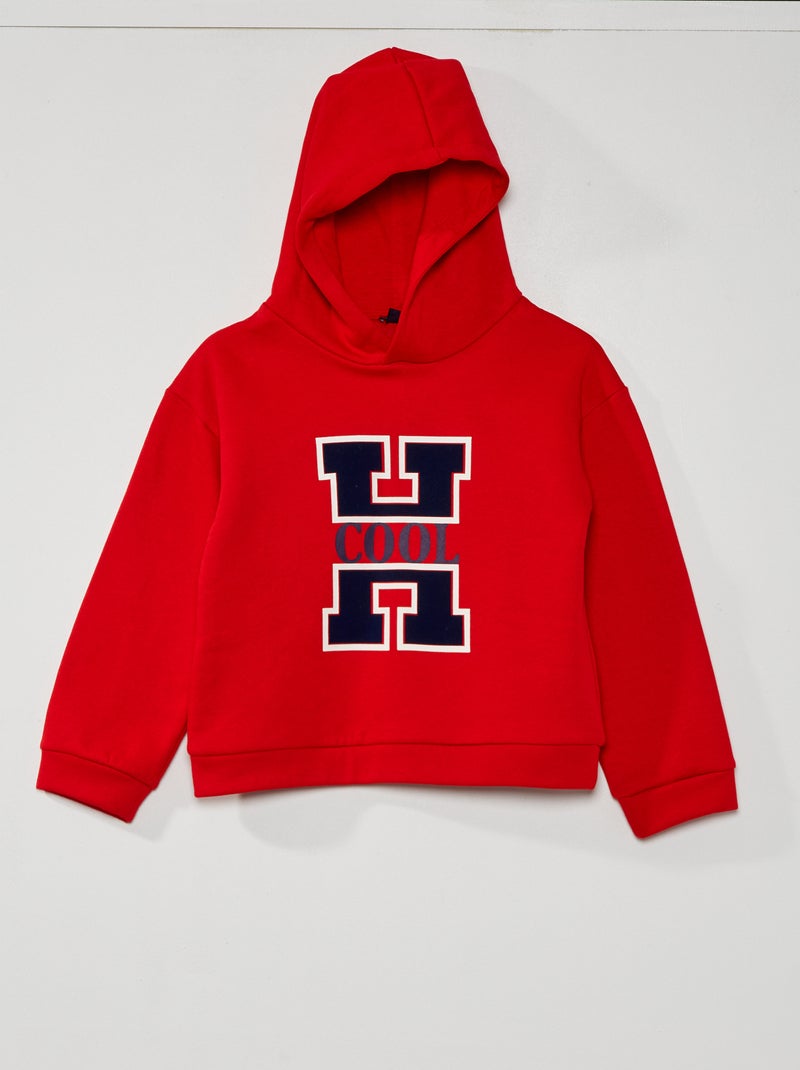 Sweatshirt com capuz em moletão VERMELHO - Kiabi