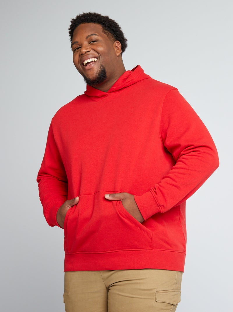 Sweatshirt com capuz em moletão VERMELHO - Kiabi