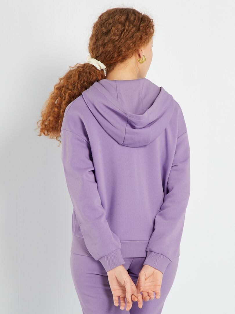 Sweatshirt com capuz em moletão Violeta - Kiabi