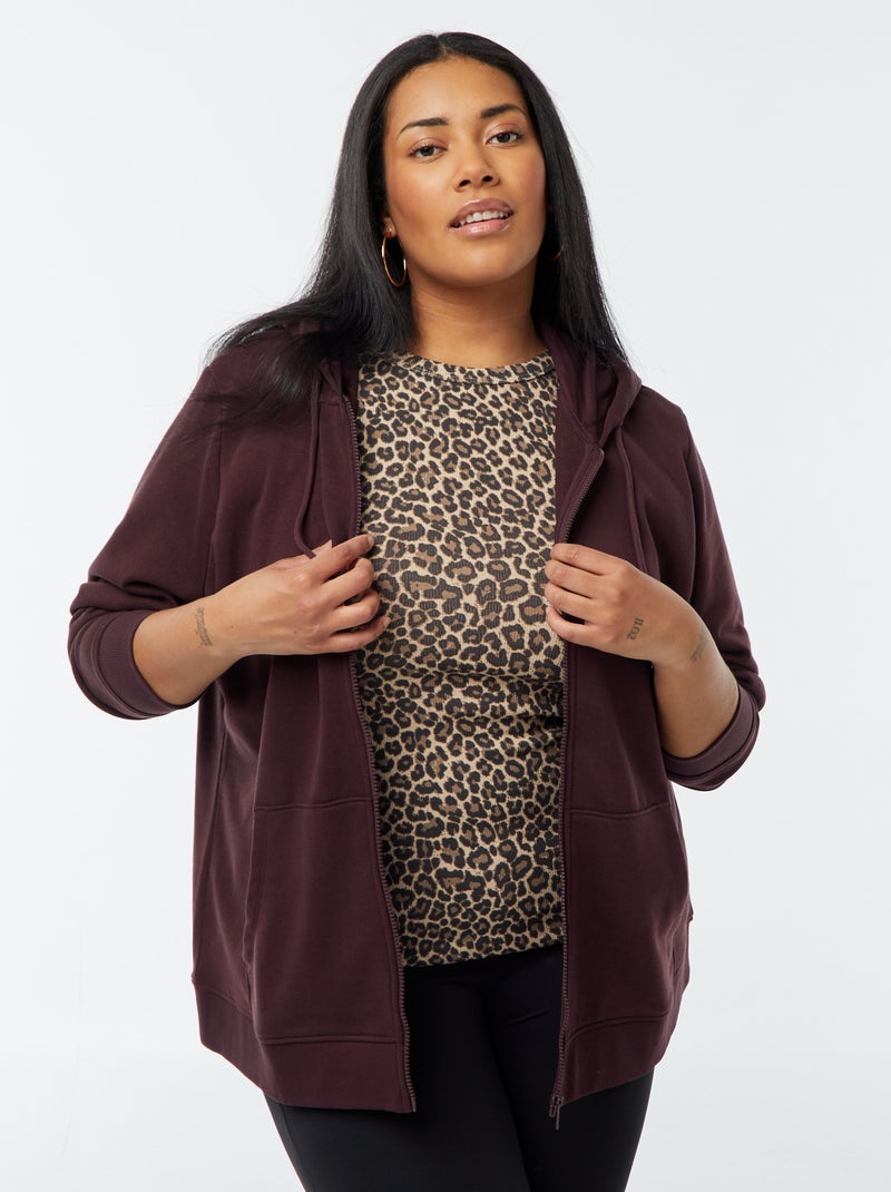 Sweatshirt com capuz em moletão Violeta - Kiabi