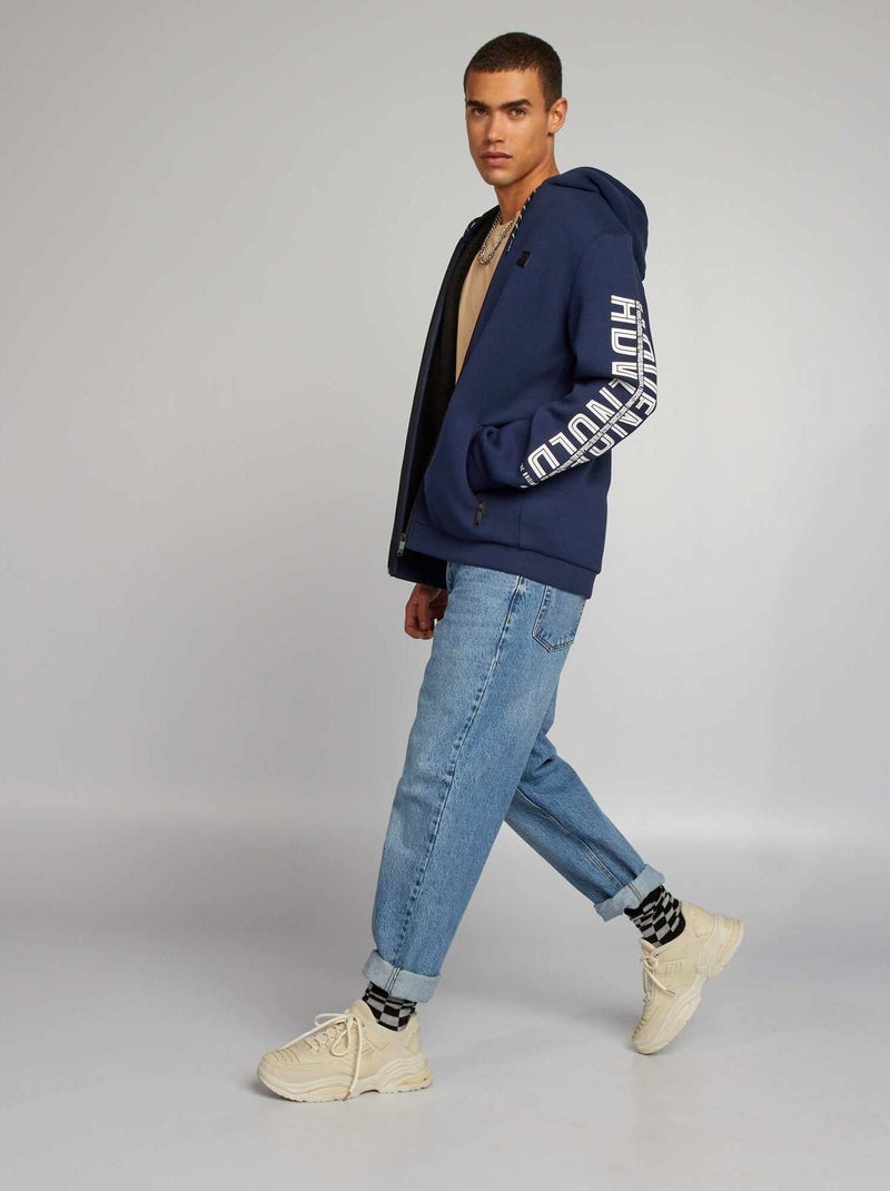 Sweatshirt com capuz em neopreno AZUL - Kiabi
