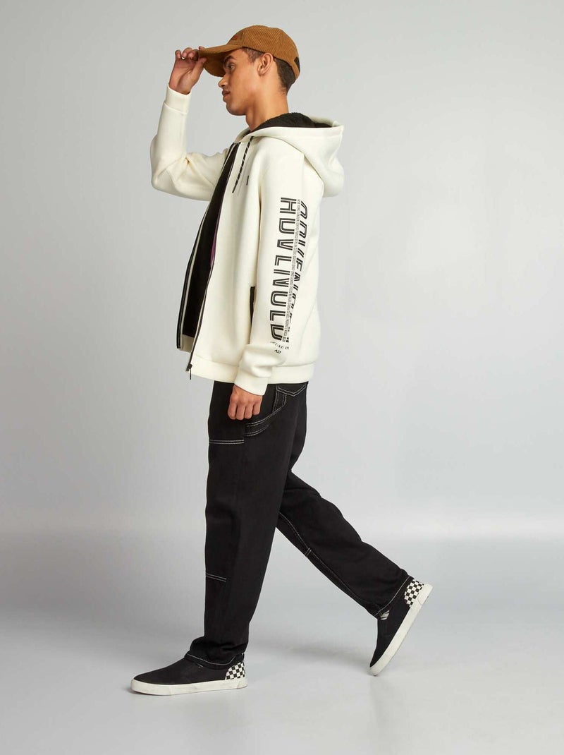 Sweatshirt com capuz em neopreno BRANCO - Kiabi