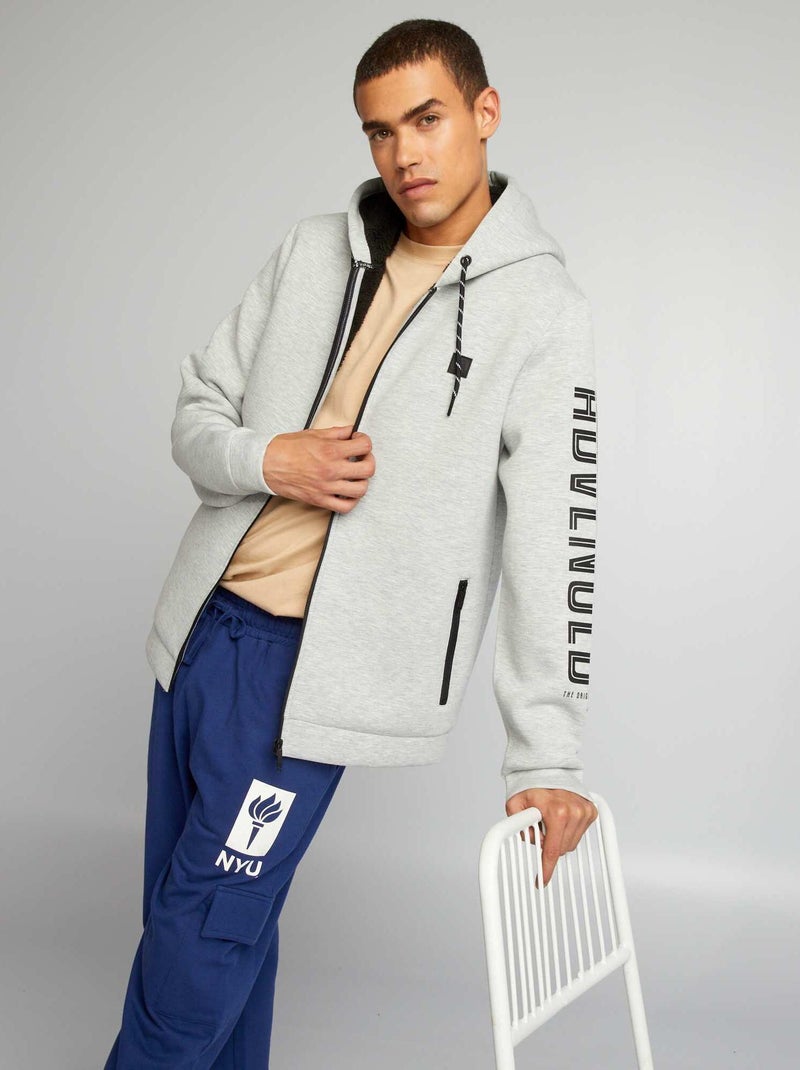 Sweatshirt com capuz em neopreno CINZA - Kiabi