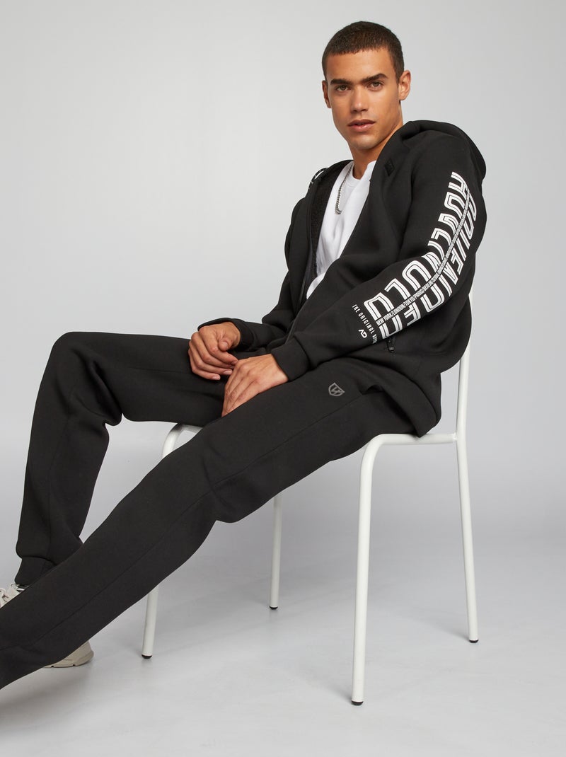 Sweatshirt com capuz em neopreno PRETO - Kiabi