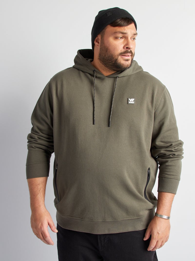 Sweatshirt com capuz em piqué de algodão CAQUI - Kiabi