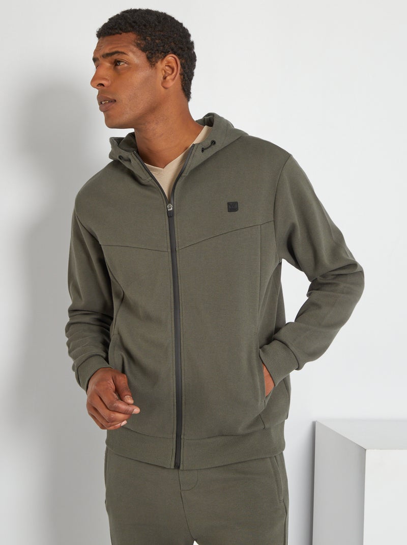 Sweatshirt com capuz em piqué de algodão CAQUI - Kiabi