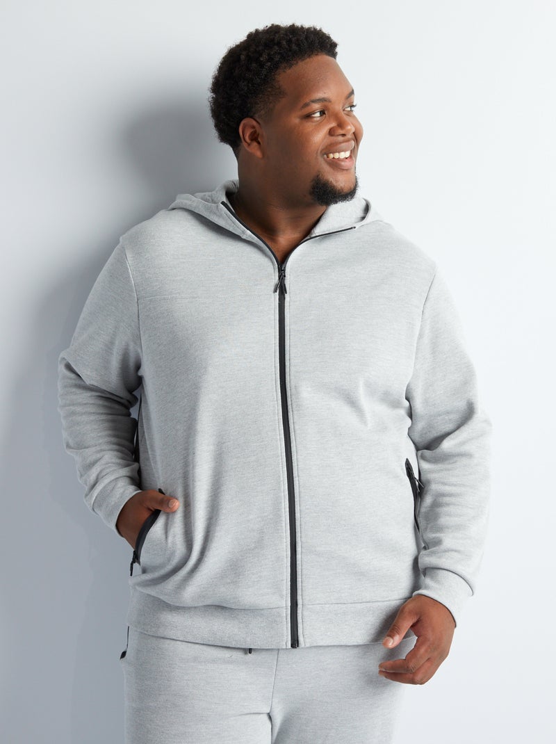Sweatshirt com capuz em piqué de algodão CINZA - Kiabi