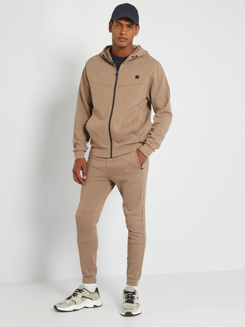 Sweatshirt com capuz em piqué de algodão Cinza Bege - Kiabi