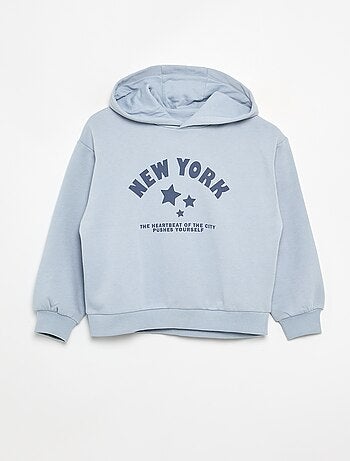 Sweatshirt com capuz estampada à frente e atrás