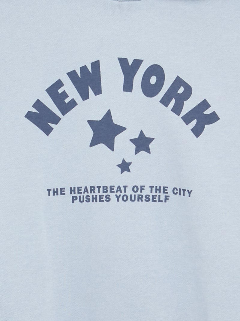 Sweatshirt com capuz estampada à frente e atrás Azul - Kiabi