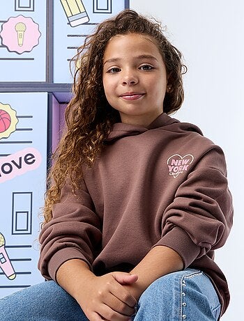 Sweatshirt com capuz estampada à frente e atrás