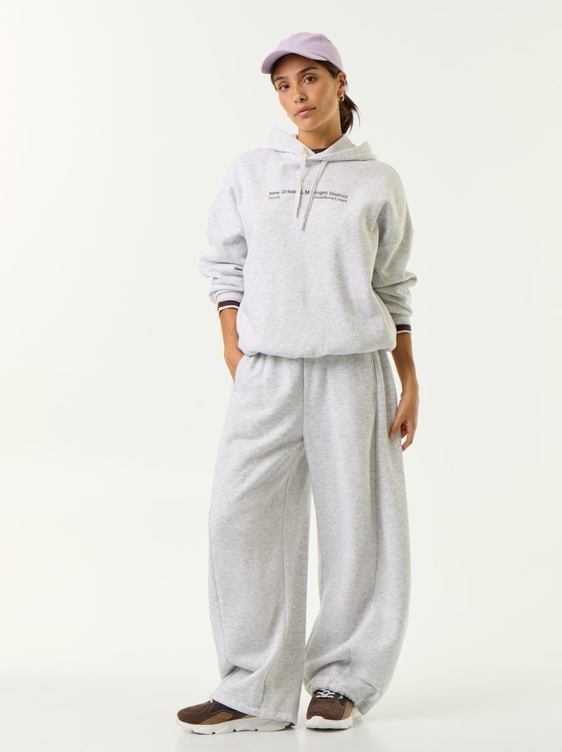 Sweatshirt com capuz estampada à frente e atrás Cinza - Kiabi