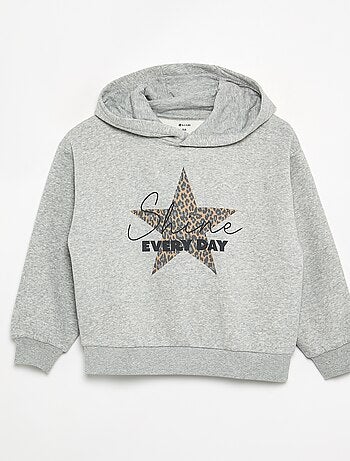 Sweatshirt com capuz estampada à frente e atrás